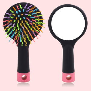 Colorful Anti-Static Massage Comb Creative Airbag Hairdressing Brush Korean Style Childrens Rainbow Airbag Comb with Mirror