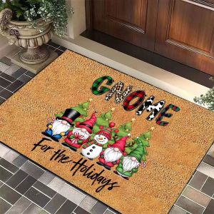 VIKAMA Funny Gnomes Doormat But First Coffee Cactus Leopard Print Welcome Mat Kitchen Entryway Rug Home Decoration