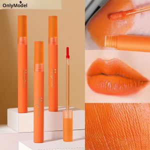 สีส้มสดใส Lip Glaze แครอท Matte Velvet Liquid Lip GLOSS ง่ายต่อการใช้ลิปสติกเกาหลี LIPS แต่งหน้าเครื่องสําอาง