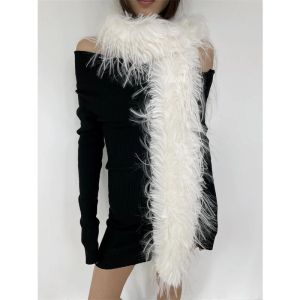 Korean Designer Runway Style Thick Scarf Fashionable Plush Long Strip Scarf Womens Imitation Mink Fur Y2K Girl Scarf for Warm