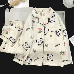 New 2025 Boys Cotton Pajamas Long Sleeve Thin Home Clothes for Spring Autumn Cute Cartoon Print Comfortable Cloud Cotton Material