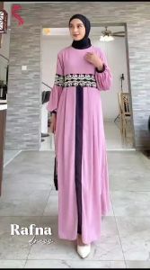 Dress/Gamis Wanita Ceruty Full Furing Mix Brokat Import Mewah RAFNA