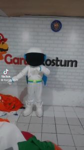 Kostum Maskot Badut Astronot Putih Setelan Dewasa Lucu Costume Karnaval