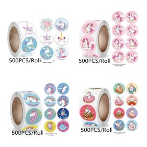 (Siêu quạt) 500 cái/cuộn miếng dán phần thưởng Kỳ Lân đẹp cho học sinh nhãn dán khuyến khích Giáo viên cho trẻ em nhãn dán động lực với động vật dễ thương