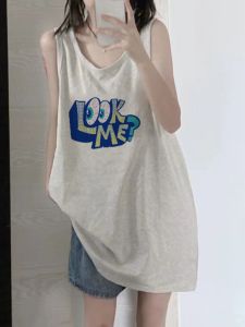 Áo Vest Không Tay Cotton Mỹ Dành Cho Nữ Mùa Hè Thiết Kế Cổ Treo Rộng Rãi Không Tay Áo Vest Cotton Nguyên Chất Phong Cách Mỹ