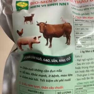 Men ủ thức ăn chăn nuôi (Men vi sinh thảo dược). Làm chín thức ăn không cần đun nấu. 1kg ủ 520kg. Vỗ béo nhanh. Giảm mùi hôi chuồng trại