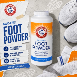 Arm & Hammer Foot Powder Talc-Free 5oz | USA Imported Anti-Sweat & Shoe Odor Control | Athlete’s Foot Relief | Pack of 1 2 or 3