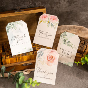 50pcs Floral Thank You Tags Thank You for Celebrating with Us Gift Tag Wedding Party Packaging Hang Tag DIY Greenery Label Card