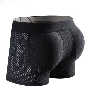 Jockmail Mens Hip-Lifting Underwear Back Sponge Cup Hip-Lifting Mesh Fake Butt Boxers Mens Half-Open Pocket