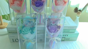 Oldlaiben Doll Bouquet Gift Box Kawaii Rose Simulation Flower Valentine Day Gift Decor Fragrance Bouquet Birthday Present
