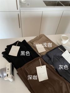 Quần Ống Đứng Cạp Cao Co Giãn Cho Nữ Mùa Thu 2025 Quần Dài Thường Ngày Màu Trơn Có Túi Quần Dài Thẳng