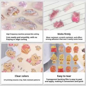 Bandai | Bộ Sticker Hoạt Hình Mèo Dễ Thương Sticker Bong Bóng Pha Lê Zhenxin Trang Trí DIY Trang Trí Sổ Tay Vật Liệu Trang Trí Thú Cưng 15mm