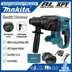 Makita 18V Cordless Rotary Electric Hammer Drill 4 Functions Heavy Duty Electric Brushless Hammer Rechargeable Impact Drill Fit With 2 Battery
