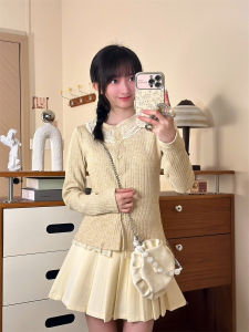 เสื้อยืดแขนยาวผู้หญิงพร้อมกระดุม ทรงเข้ารูป เสื้อคลุมคาร์ดิแกนถัก ผ้าโพลีเอสเตอร์ ทรงเข้ารูป ปกติ