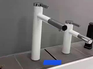 Vòi lavabo KOREA nóng lạnh sang trọng Inox 304 sơn tĩnh điện cao 20cm  vòi xoay 360 độ - Hàng cao cấp bảo hành 5 năm