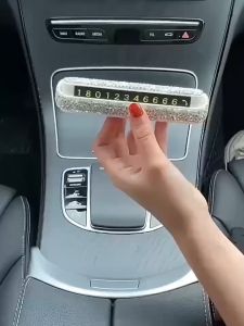 Bảng số điện thoại đính đá sang chảnh Thẻ số điện thoại đa năng để taplo xe hơi trang trí ô tô