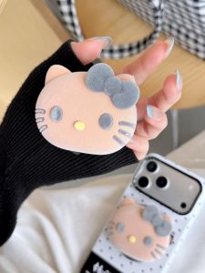Kitty Cat Flocking MagSafe Phone Stand Silicone Shockproof Adjustable Strong Adhesive Mobile Phone Holder Cute Cartoon Style