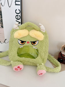 Túi Đeo Chéo Hoạt Hình Dễ Thương Dung Tích Lớn Có Dây Rút Túi Đeo Vai Đơn Bằng Vải Nhung PU Cho Thanh Thiếu Niên Thường Ngày