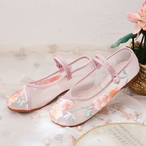 Giày Lười Thêu Mùa Hè Mới Cho Nữ Đế Mềm Thoáng Khí Phong Cách Cổ Điển Giày Lười Phong Cách Bắc Kinh Giày Đế Bằng
