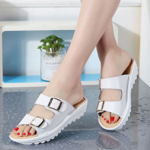 Xăng Đan Đế Xuồng Mùa Hè Cho Nữ Xăng Đan Hở Ngón Chỉnh Hình Cao Cấp Giày Cổ Điển Đế Bằng Da Thường Ngày Chống Trượt Cho Nữ