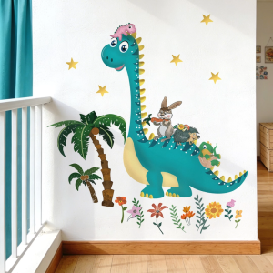 Decal dán tường trẻ em Hình khủng long dễ thương Có keo sẵn Trang trí phòng cho bé trai bé gái
