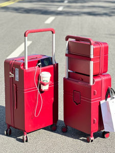 New High-Aesthetic Travel Suitcase with Wide Pull Rod 20-Inch Check-In Baggage Womens Mother Box Handbag Leather Goods