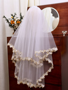 New Ultra-Puffy Bridal Veil Embroidered Lace Trim Headwear Photography Styling Travel Shoot Engagement Soft Tulle Material