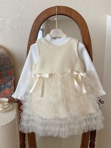 Fleece Lined Winter Dress Set for Little Girls Fashionable Baby Girl Outfit Princess Dress Elegant Style Childrens Clothing