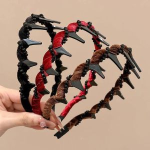 Vòng Đầu Nhung Đen Cổ Điển Với Mặt Trên Hình Sóng Pha Lê Dành Cho Nữ Và Bé Gái Phụ Kiện Tóc Thời Trang Chống Trượt Có Răng