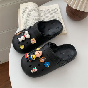 รองเท้าแตะพื้นหนาสำหรับผู้หญิงในช่วงฤดูร้อน รองเท้าแตะชายหาดแบบสวมสองทาง กันลื่น ลายสุนัข รองเท้าแตะแบบสวมหัว พื้นรองเท้า PVC