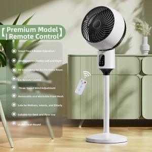 Ultra-Quiet Portable Air Circulation Fan Small Desktop Stand Fan with Digital Display 3 Speed Modes Sleep Mode for Home Use
