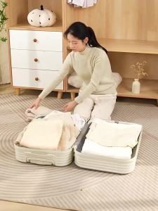 No Need Air Pump Travel Roll-Up Compression Bags Reusable Vacuum Storage Bag Saves 80% Of Storage Space Roll-Up Compression`~