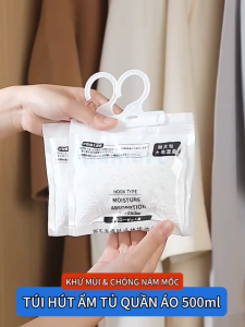 Túi Hút Ẩm 2 Ngăn 120gr Hạt Chống Ẩm Mốc Có Móc Treo Tủ Quần Áo Bịch Lớn Tiện Lợi