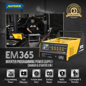AUTOOL EM365 ECU Programming Power Supply Regulated Battery Charger Starter 400A Inverter Programming Power Supply & 12V Battey Charger & Car Jump Starter Regulator Voltage Transformer