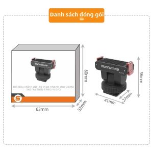 Có Thể Điều Chỉnh 180 Độ ° Bộ Chuyển Đổi Đế Gắn Máy Ảnh Cold Shoe 1/4" Ren Hợp Kim Nhôm Cho Phụ Kiện Máy Ảnh Hành Động DJI Osmo360