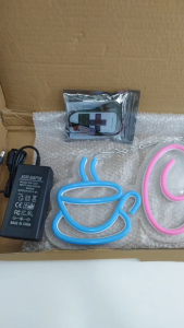 ป้ายไฟ LED แบบไฟนีออนสำหรับคาเฟ่ ประหยัดไฟ ปลั๊ก 3 พิน ใช้ได้ทั่วโลก