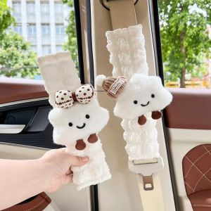 Cute Cloud Car Seat Belt Shoulder Pad Anti-Abrasion Universal Car Accessory Interior Decoration Cartoon Bow Hat Cloud Safety Shoulder Strap Neck Support Protector