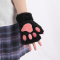 ใหม่ Kawaii ผู้หญิง WARM Cat ถุงมือแฟชั่นสาว Cat Claw Paw Plush Mittens Soft Plush สั้น Fingerless Half Finger ถุงมือฤดูหนาว. 