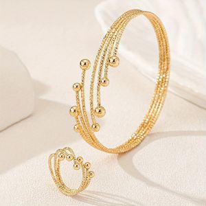 Accessories Fashion Bracelet Ring Ring Gold-plated Engraved Transfer Bead Color Opening Adjustable Set