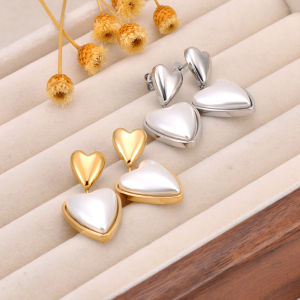 Lokaer Trendy White Simulated Pearls Heart Love Dangle Earrings for Women Stainless Steel Elegant Attractive Jewelry Gift E25023