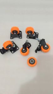 Roda 2 inchi PU (4pcs:Mati/Tetap)+Double bearing Heavy Duty Etalase Troli Furniture lemari