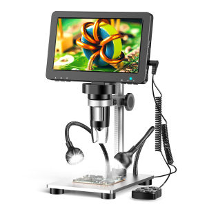 7" LCD Digital Microscope 1200X Magnification for Coin Stamps PCB Circuit Repair Soldering DM9 Microscope with Lights PC View