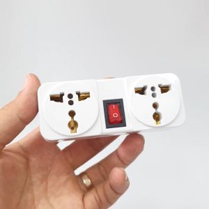 Toshino รุ่น TW-2 / Co-6s ปลั๊กแปลง ตัวแปลง ปลั๊กไฟ แปลงไฟ (สีขาว) มี สวิตท์