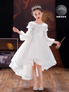Princess Style Childrens Dress Fashionable Tulle Skirt Long Sleeve Birthday Show Model Suit Girls High End Costume