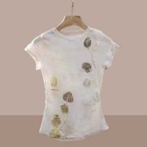 เสื้อยืดแขนสั้นคอกลมพิมพ์ลาย 3 มิติคุณภาพสูงสำหรับผู้หญิง เสื้อผ้าเด็กสไตล์โลลิต้า แฟชั่นฤดูร้อน เสื้อผ้าเด็กผู้หญิง