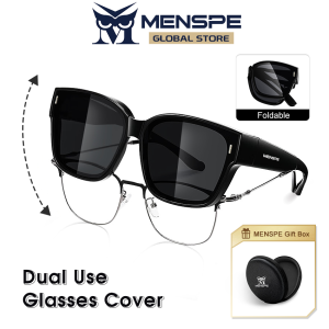 MENSPE Sunglasses Foldable Myopia Glasses Cover TAC Polarized Sunglasses Folding Fit Over Glasses Men Women UV400 Wear Over Glasses Anti-Glare Cover Over Sun Glasses for Outdoor Travel Driving