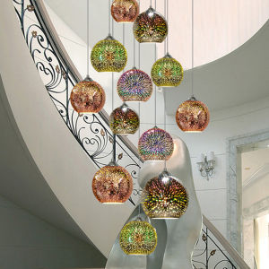 Nordic Post modern Simple Chandelier Led Colored 3D Glass Chandelier Dining Shop Dining Room Bedroom Lamps