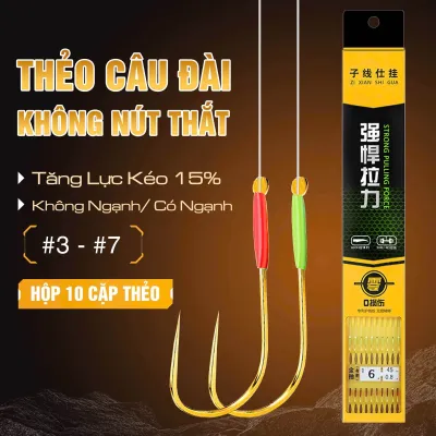 Thẻo không nút thắt câu cá sẵn đủ size Có ngạnh lưỡi -Không ngạnh lưỡi