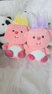 Thú nhồi bông Loopy có tóc màu sắc đáng yêu - Size 20cm - Quà tặng gấu bông hải ly hồng có tóc xù mềm mịn.