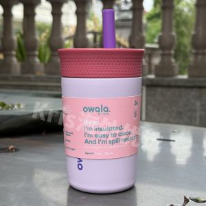 OWALA Kids Tumbler 12OZ Túi Đựng Nước Bằng Thép Không Gỉ Cách Nhiệt Thể Thao Cốc Nước Ống Hút Chống Rò Rỉ 304 Mini Sporty Fresh Pure Color